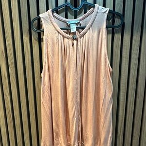 H&M Coral Pleated Sleeveless Tank Top
